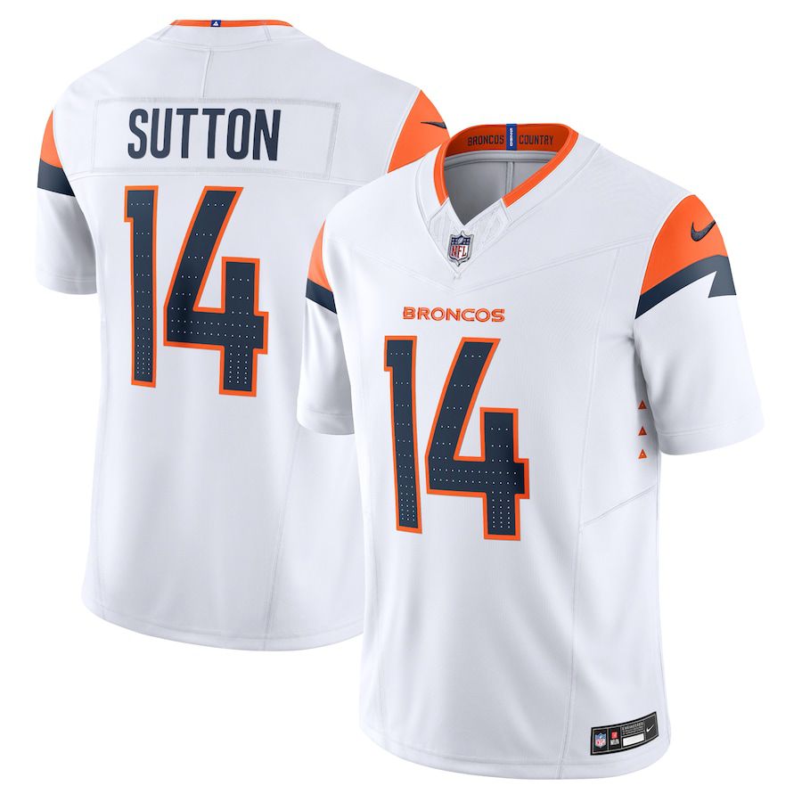 Men Denver Broncos 14 Courtland Sutton Nike White Vapor F.U.S.E. Limited NFL Jersey